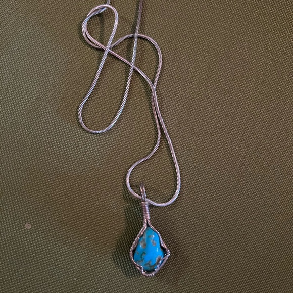 Vintage Silver and Turquoise Pendant Necklace - Picture 2 of 5